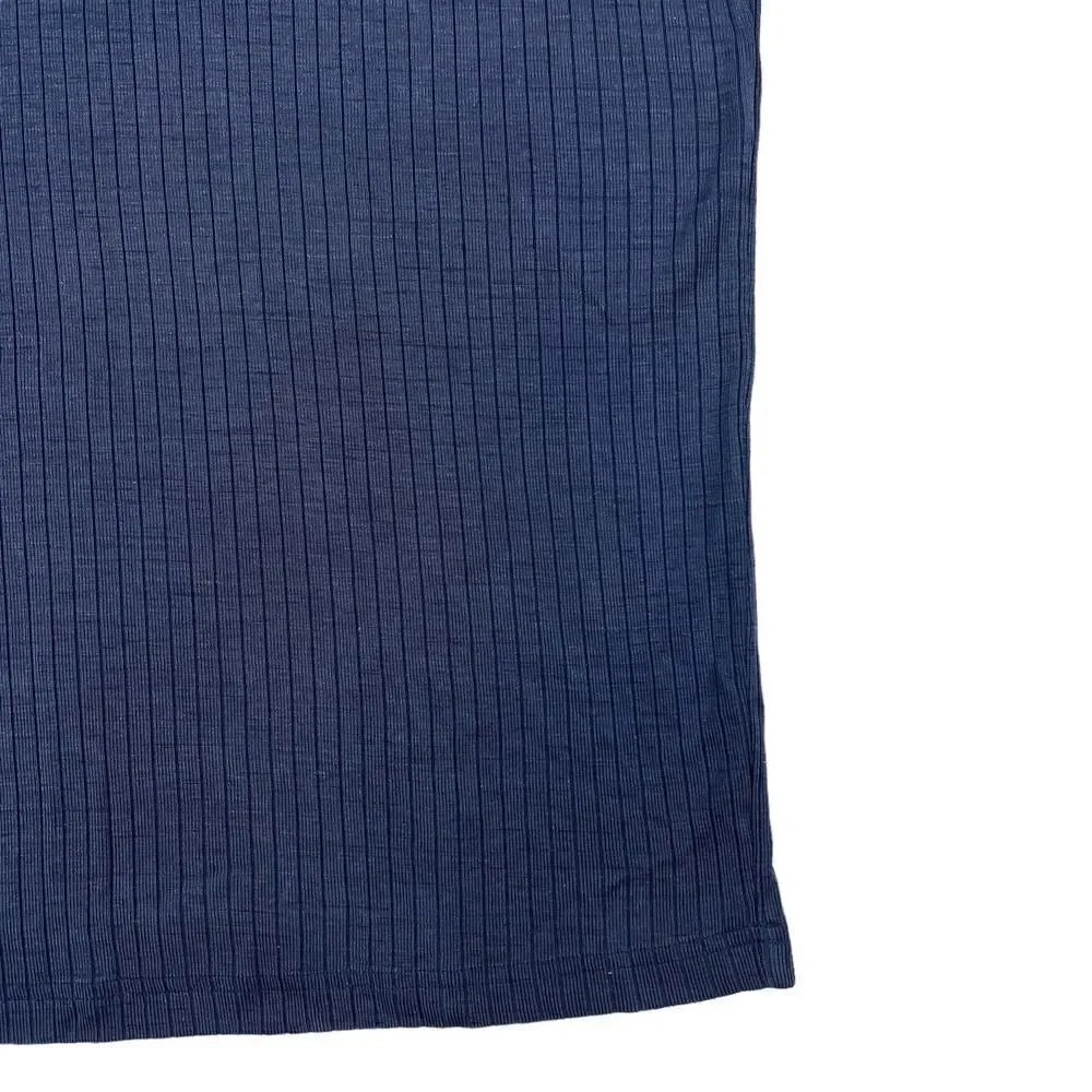 Pre-Loved Donna Karan Signature Men US XL Polo Silk V-Neck T-Shirt Navy Tee - Picture 9 of 11